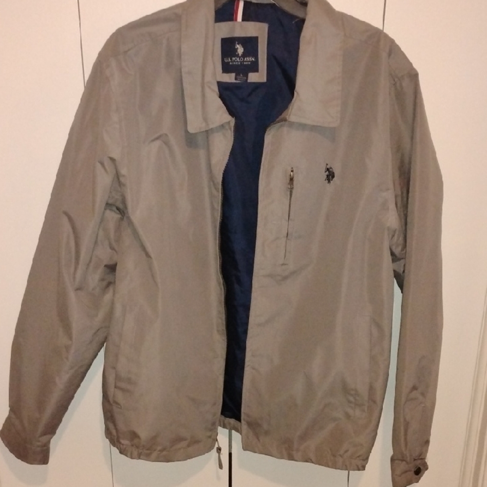U.S. Polo Assn. Men's Lightweight Jacket in Khaki with Navy Lining